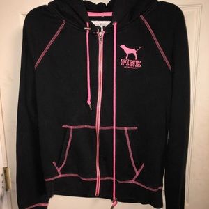 Black and pink zip up sweatshirt